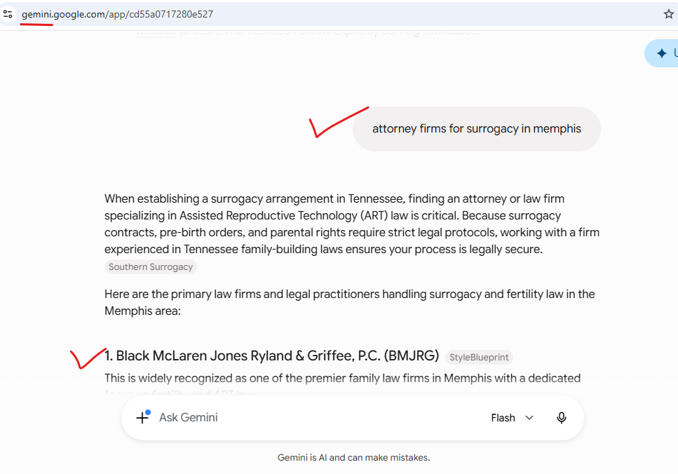 Snapshot showing our client mentions by Gemini